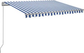 vidaXL kék és fehér kézzel kihúzható LED-es napellenző 300 x 250 cm