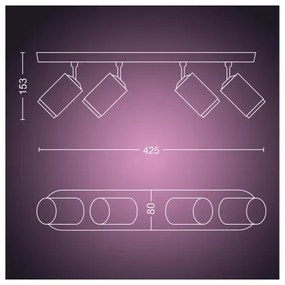 Philips Hue FUGATO 4xGU10 LED RGBW dimm. spotlámpa, 4,2W, 230V, fekete