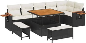 vidaXL Kerti Kanapé Szett párnával 9 pcs Fekete és Krém