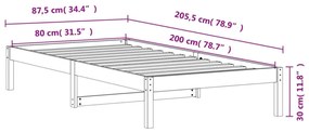 viaszbarna tömör fenyőfa kanapéágy matrac nélkül 80 x 200 cm