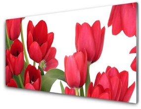 Üvegkép falra Tulipán virágok Plant 100x50 cm 2 fogas