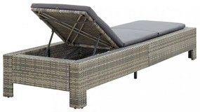 szürke polyrattan napozóágy párnával