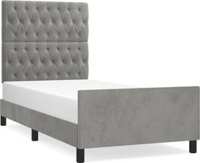 vidaXL világosszürke bársony ágykeret matrac nélkül 90x190 cm