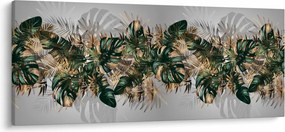 Kép - Gold-green, trópusi levelek (120x50 cm)
