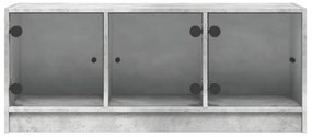 betonszürke TV-szekrény üvegajtókkal 102 x 37 x 42 cm