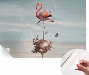 Öntapadós tapéta Fali furnér 3D hatás Elegáns flamingó 104x70 cm