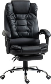 HOMCOM Irodai Szék Vezetői Szék Lábpihentetővel, Íróasztali Szék Dőlésszög Szabályozással, Magasság Állítható Számítógépes Szék Karfával, Forgószék Ir