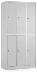 Fém szekrény - 6 doboz, 90 x 45 x 185 cm, csavaros zár, szürke - ral 7035