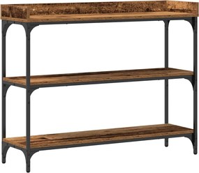 vidaXL Konzolasztal Régi fa 100 x 30 x 80 cm Műgyantás fa és fém