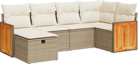 vidaXL 6 részes bézs polyrattan kerti ülőgarnitúra párnával