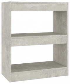 betonszürke térelválasztó könyvszekrény 60 x 30 x 72 cm