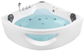 Fehér whirlpool masszázskád LED világítással 207 x 146 cm TOCOA II Beliani