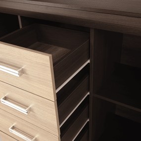 Komód, DTD/MDF, tölgy világos/tölgy sötét, KORINA