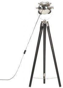 fekete háromlábú tömör mangófa állólámpa 97 cm