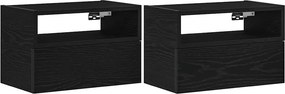 vidaXL 2 db fekete falra szerelhető éjjeliszekrény 45 x 26 x 28,5 cm
