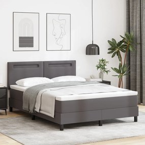 Boxspring ágy matraccal Szürke 140x190 cm Műbőr