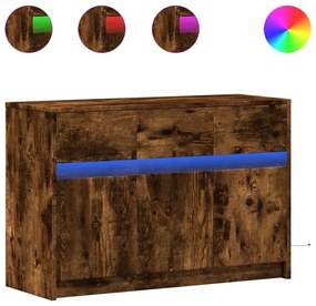 füstös tölgy színű szerelt fa LED-es TV-szekrény 91x34x61 cm