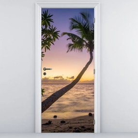 Fotótapéta ajtóra - Pálmafa a tengerparton (95x205cm)