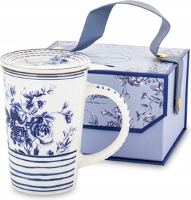 Porcelán teásbögre fedél szűrő virágokkal Blue Garden stílusban