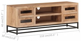 tömör akácfa TV-szekrény 110 x 30 x 40 cm