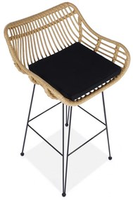 Tristan bárszék, fekete / rattan