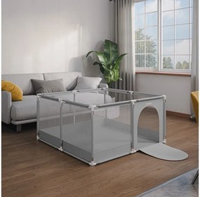 Gyermek járóka poliészter, 6-36 hónapos korig, 130 X 65 cm világosszürke