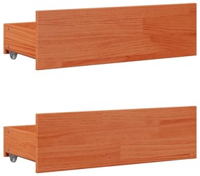 viaszbarna tömör fenyőfa fiókos ágykeret matrac nélkül 75x190cm