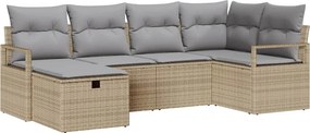 vidaXL Kanapé Szett párnával 6 pcs Beige és Világosszürke polirattan