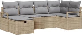 vidaXL Kanapé Szett párnával 6 pcs Beige és Világosszürke polirattan