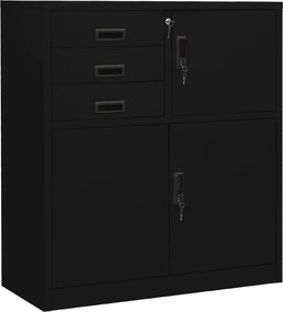 vidaXL fekete acél irodai szekrény 90 x 40 x 102 cm