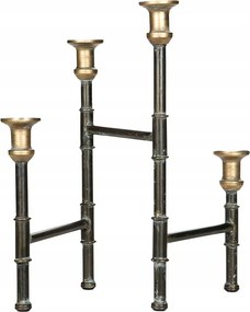 Gyertyatartó Kandeláber Arany 4 gyertyához fém retro fekete asztal ablak