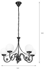 Brilagi - LED Csillár láncon COTTAGE 5xG9/40W/230V fekete/fehér