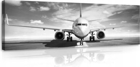 Vászonkép 145x45 Repülőgép repülőtér kifutópálya ég felhők utazás aviáció