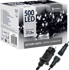 Karácsonyfa Lámpa 500LED 27,5m Kültéri Beltéri Fehér Hideg Karácsonyi