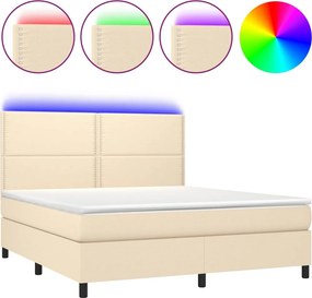 vidaXL krémszínű szövet rugós és LED-es ágy matraccal 180 x 200 cm