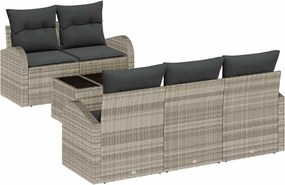 vidaXL Kerti Kanapé Szett Világosszürke 55 x 55 x 37 cm polirattan