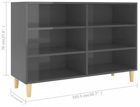 magasfényű szürke szerelt fa tálalószekrény 103,5 x 35 x 70 cm
