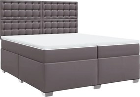 vidaXL szürke műbőr rugós ágy matraccal 200 x 200 cm