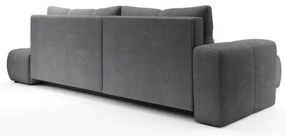 ALMADA balos, L-alakú kinyitható kárpitozott ülőgarnitúra tárolóval, szürke