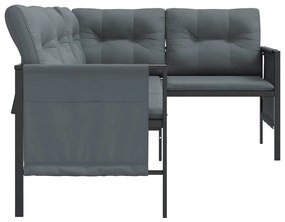 antracitszürke acél és textil kerti sarokkanapé