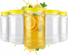 5x Tégely Tartály 2l műanyag Száraz Folyékony Élelmiszer Többször felhasználható Tégelyek