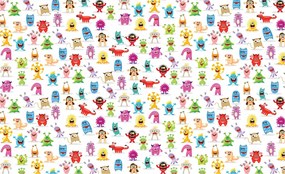 Fotótapéta Fehér szörnyek a gyerekszobába vidám játék 300x210 +ragasztó