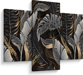 Kép - Trópusi levelek fekete és arany színben (90x60 cm)
