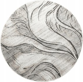Kerek Szőnyeg Szürke Bézs Hullámok Vonalak Puha Kétszintes Matrac átm. 100 cm