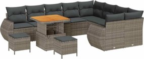 vidaXL Kerti Kanapé Szett párnával tárolóval 12 pcs Szürke Poly Rattan