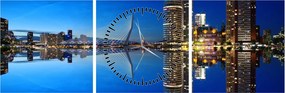 Kép - éjszaka Rotterdam (órával) (90x30 cm)