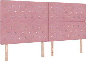 vidaXL LED Box Spring Ágy matracmal Rózsaszín 200 x 200 cm szövet