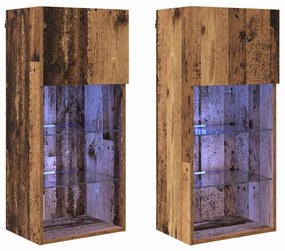 vidaXL Fali TV szekrények 2 pcs Öreg fa 40,5 x 30 x 90 cm Faanyag