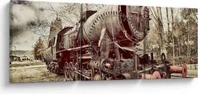 A mozdony történelmi képe (órával) (90x30 cm)