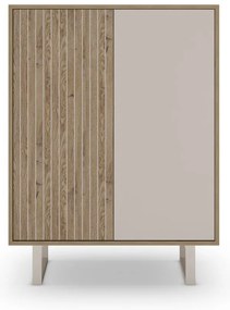 Szürke-natúr színű szekrény tölgyfa dekorral 90x120 cm Millay – Marckeric